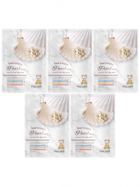 Meloso Комплект тканевых масок с экстрактом Жемчуга Total Solution Pearl Mask, 5 шт*25 г