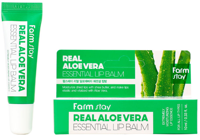 FarmStay Real Aloe Vera Essential Lip Balm Суперувлажняющий бальзам для губ с алоэ, 10 мл FarmStay Real Aloe Vera Essential Lip Balm Суперувлажняющий бальзам для губ с алоэ, 10 мл