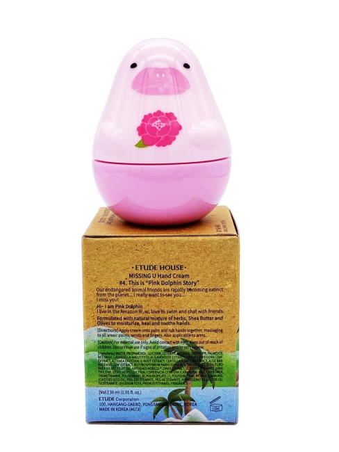 ETUDE HOUSE Крем для рук с ароматом пиона Missing U Hand Cream №4. This is Pink Dolphin Story, 30 мл ETUDE HOUSE Крем для рук с ароматом пиона Missing U Hand Cream №4. This is Pink Dolphin Story, 30 мл