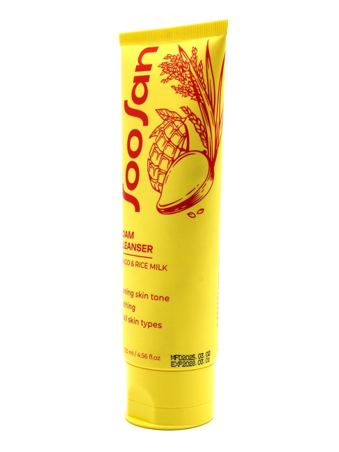 SOOSAN Выравнивающая тон пенка с экстрактом манго и рисовым молочком Foam Cleanser With Mango & Rice Milk, 120 мл SOOSAN Выравнивающая тон пенка с экстрактом манго и рисовым молочком Foam Cleanser With Mango & Rice Milk, 120 мл