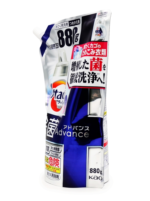 KAO Гель концентрат для стирки антибактериальный с лимонной кислотой Attack Disinfectant Advanced Refill, 880 г