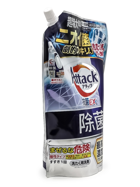 KAO Гель концентрат для стирки антибактериальный с ферментами Attack Disinfectant Advanced Refill, 850 г