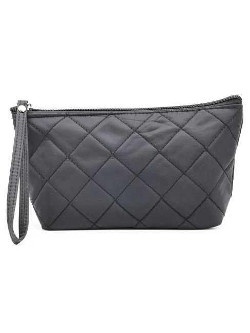 Косметичка женская дорожная стеганая черная, 22 x 13 см