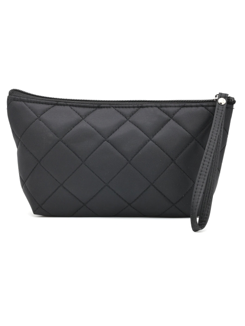 Косметичка женская дорожная стеганая черная, 22 x 13 см