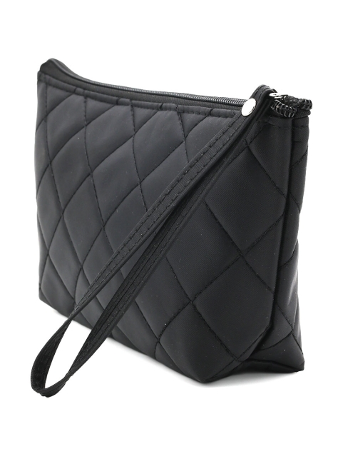 Косметичка женская дорожная стеганая черная, 22 x 13 см