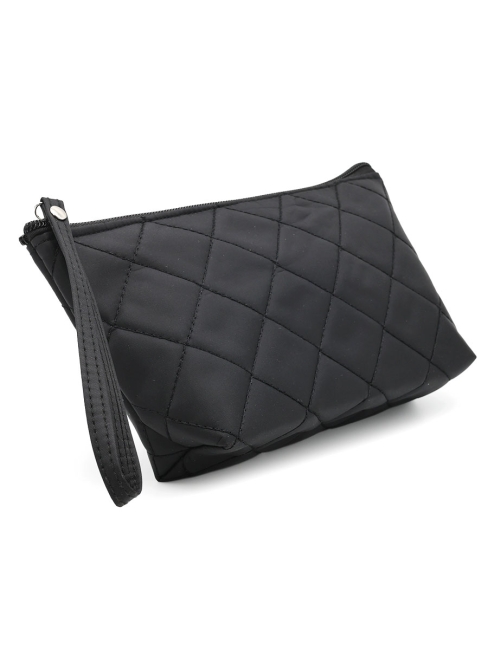 Косметичка женская дорожная стеганая черная, 22 x 13 см