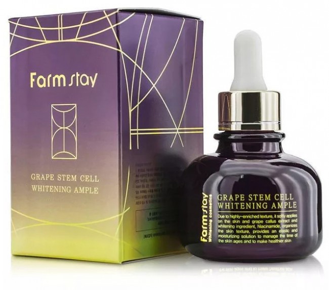 FarmStay Grape Stem Cell Whitening Ampule Отбеливающая сыворотка для лица с натуральными стволовыми клетками винограда, 30 мл FarmStay Grape Stem Cell Whitening Ampule Отбеливающая сыворотка для лица с натуральными стволовыми клетками винограда, 30 мл