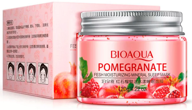 Bioaqua Pomegranate Fresh Moisturizing Mineral Sleep Mask Ночная антивозрастная маска на основе экстракта граната, 120 г