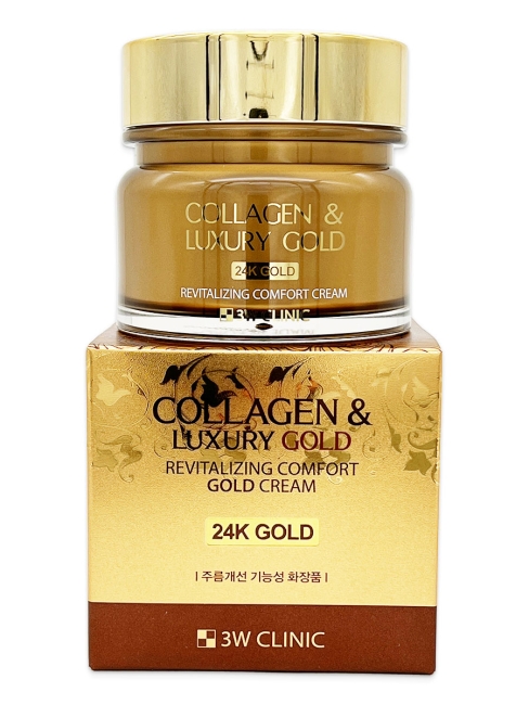 3W Clinic Крем для лица антивозрастной с коллагеном и коллоидным золотом Collagen & Luxury Revitalizing Comfort Gold Cream, 100 г
