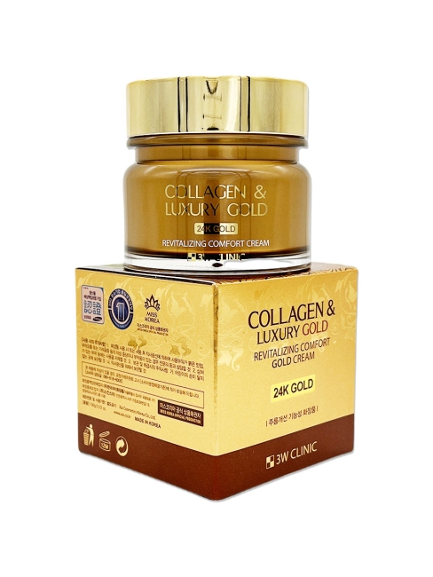3W Clinic Крем для лица антивозрастной с коллагеном и коллоидным золотом Collagen & Luxury Revitalizing Comfort Gold Cream, 100 г