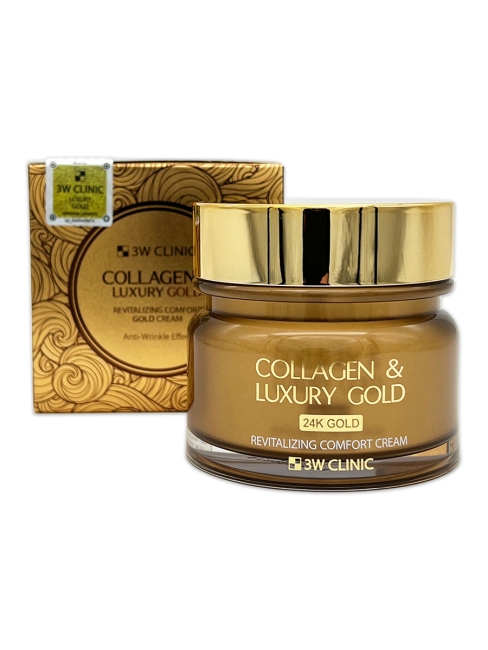3W Clinic Крем для лица антивозрастной с коллагеном и коллоидным золотом Collagen & Luxury Revitalizing Comfort Gold Cream, 100 г