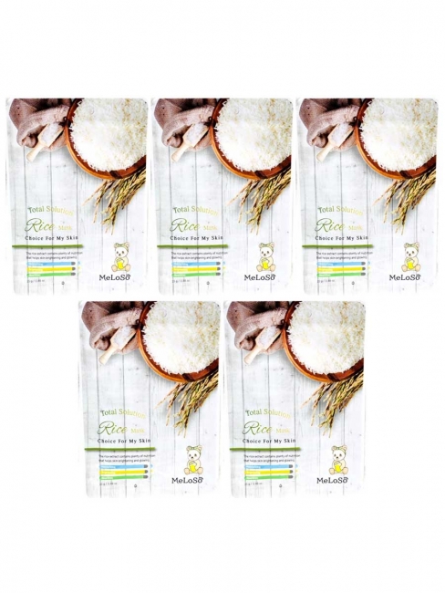 Meloso Комплект тканевых масок с экстрактом Риса Total Solution Rice Mask, 5 шт * 25 г