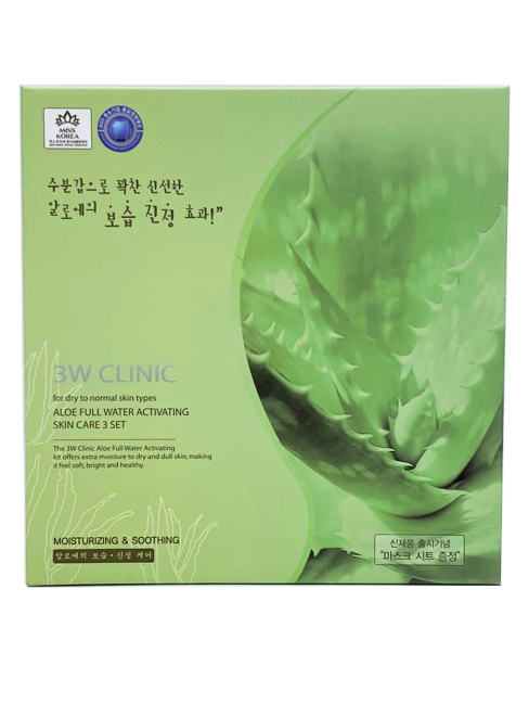 3W Clinic Косметический набор для лица с Алоэ Aloe Full Water Activating Skin Care 3 Set