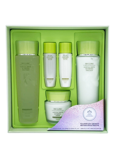 3W Clinic Косметический набор для лица с Алоэ Aloe Full Water Activating Skin Care 3 Set