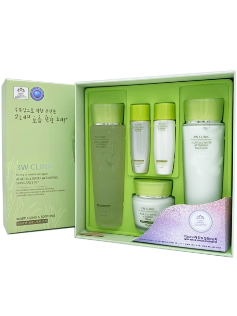 3W Clinic Косметический набор для лица с Алоэ Aloe Full Water Activating Skin Care 3 Set