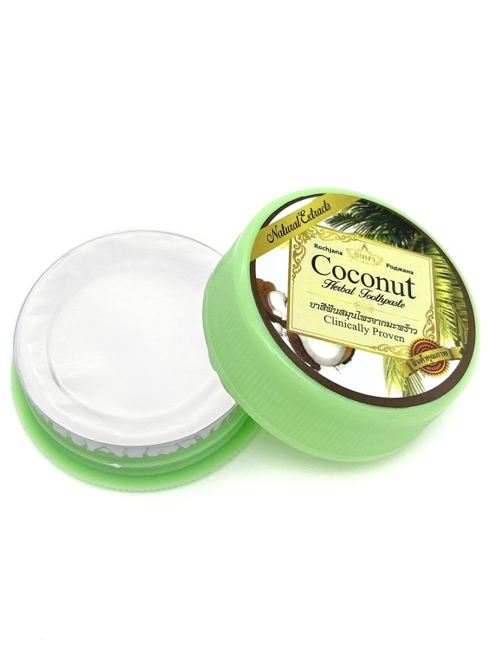 Rochjana Зубная паста отбеливающая растительная с экстрактом кокоса Coconut Herbal Toothpaste, 30 г Rochjana Зубная паста отбеливающая растительная с экстрактом кокоса Coconut Herbal Toothpaste, 30 г