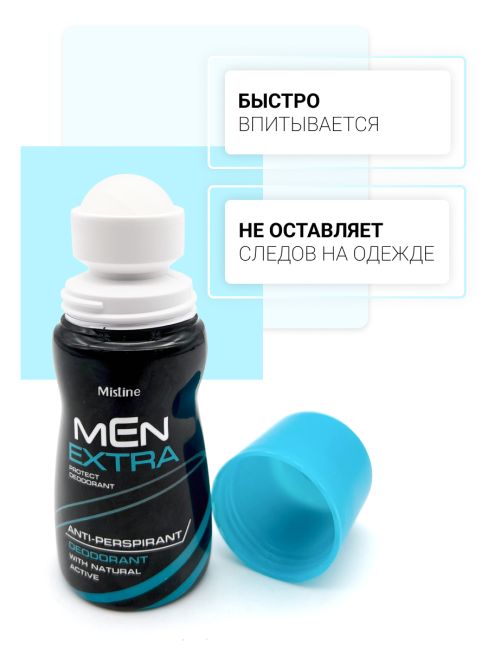 Mistine Дезодорант антиперспирант мужской шариковый экстра-защита Men Extra Protect Deodorant With Natural Active, 35 мл