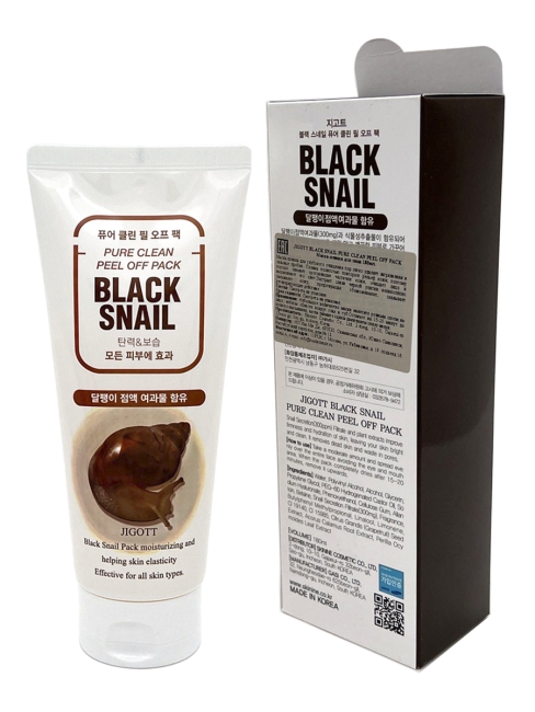 Jigott Маска пленка для лица очищающая с экстрактом слизи черной улитки Black Snail Pure Clean Peel Off Pack, 180 мл