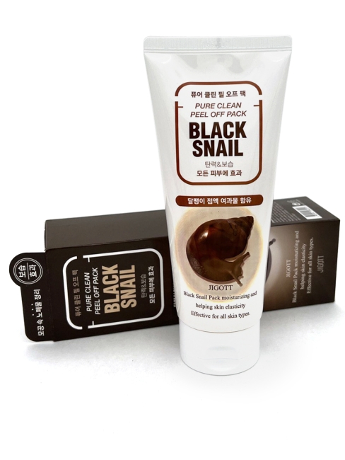 Jigott Маска пленка для лица очищающая с экстрактом слизи черной улитки Black Snail Pure Clean Peel Off Pack, 180 мл
