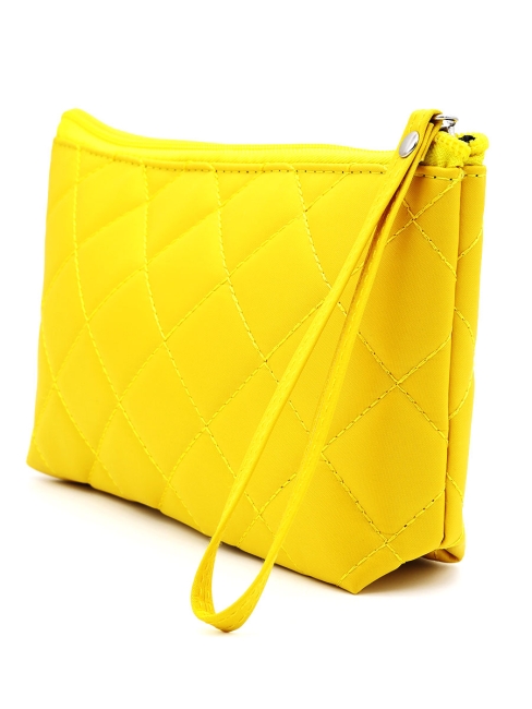 Косметичка женская дорожная стеганая желтая, 22 x 13 см Косметичка женская дорожная стеганая желтая, 22 x 13 см