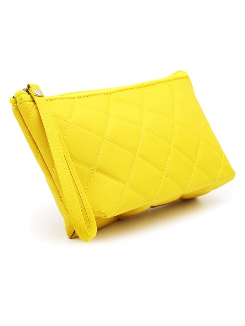 Косметичка женская дорожная стеганая желтая, 22 x 13 см Косметичка женская дорожная стеганая желтая, 22 x 13 см