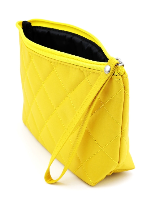 Косметичка женская дорожная стеганая желтая, 22 x 13 см Косметичка женская дорожная стеганая желтая, 22 x 13 см