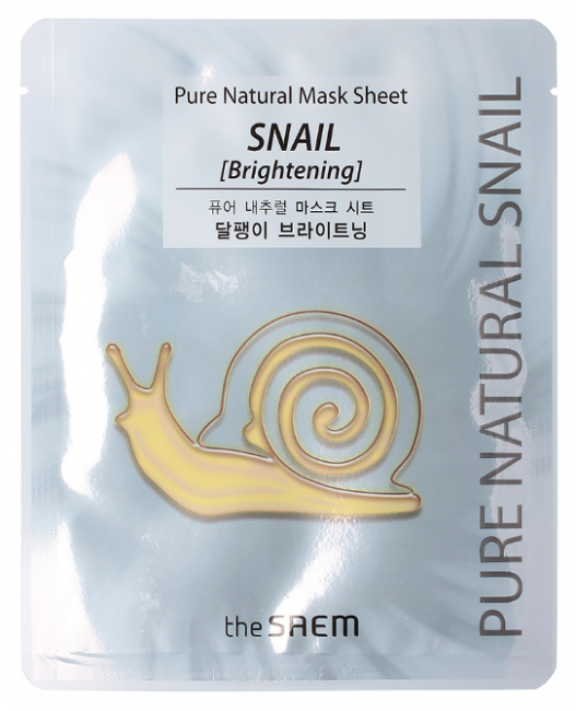 The Saem Восстанавливающая тканевая маска с муцином улитки Pure Natural Mask Sheet Snail Brightening, 20 мл The Saem Восстанавливающая тканевая маска с муцином улитки Pure Natural Mask Sheet Snail Brightening, 20 мл