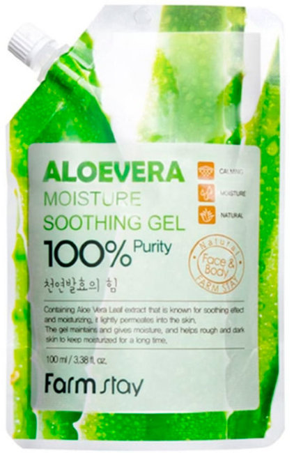 FarmStay Moisture Soothing Gel Aloevera Увлажняющий успокаивающий гель для лица и тела с экстрактом алоэ, 100 мл