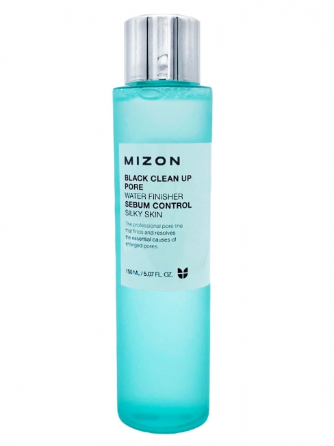 MIZON Тонер для очищения лица с эффектом сужения пор Black Clean Up Pore Water Finisher Sebum Control Silky Skin, 150 мл MIZON Тонер для очищения лица с эффектом сужения пор Black Clean Up Pore Water Finisher Sebum Control Silky Skin, 150 мл
