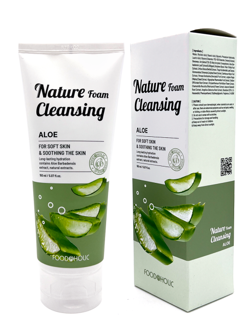 FoodaHolic Увлажняющая пенка для умывания с экстрактом алоэ Nature Foam Cleansing Aloe, 150 мл FoodaHolic Увлажняющая пенка для умывания с экстрактом алоэ Nature Foam Cleansing Aloe, 150 мл