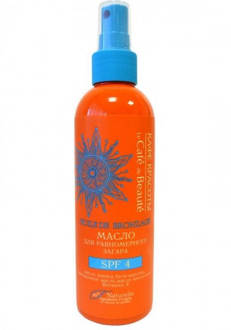 Кафе Красоты Масло для равномерного загара SPF 4, 200 мл