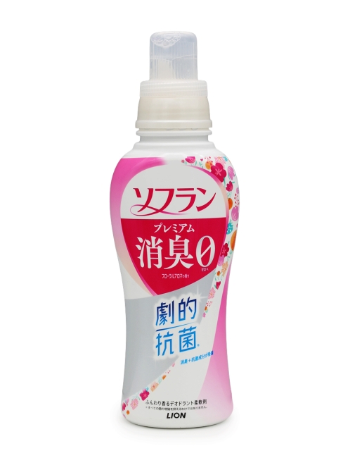 LION Кондиционер концентрат для белья антибактериальный аромат цветов Soflan Premium Deodorizing 0 Floral Aroma, 510 мл