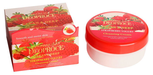 Deoproce Premium Clean & Deep Strawberry Yogurt Cleansing Cream Крем для лица очищающий с экстрактом клубники, 300 г Deoproce Premium Clean & Deep Strawberry Yogurt Cleansing Cream Крем для лица очищающий с экстрактом клубники, 300 г