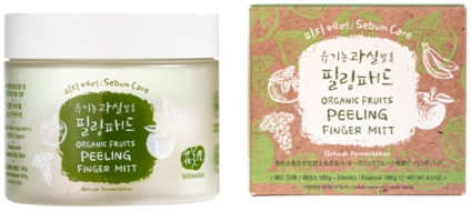 Whamisa Organic Fruits Peeling Finger Mitt Sebum Care Спонжи для пилинга на основе фруктовых ферментов (для жирной кожи), 30 шт