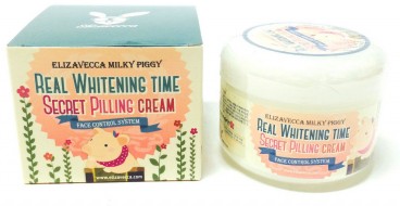 Elizavecca Milky Piggy Real Whitening Time Secret Pilling Cream Осветляющий крем с эффектом пилинга, 100 г