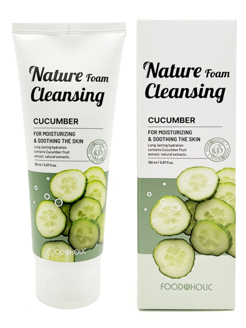 FoodaHolic Увлажняющая пенка для умывания с экстрактом огурца Nature Foam Cleansing Cucumber, 150 мл FoodaHolic Увлажняющая пенка для умывания с экстрактом огурца Nature Foam Cleansing Cucumber, 150 мл