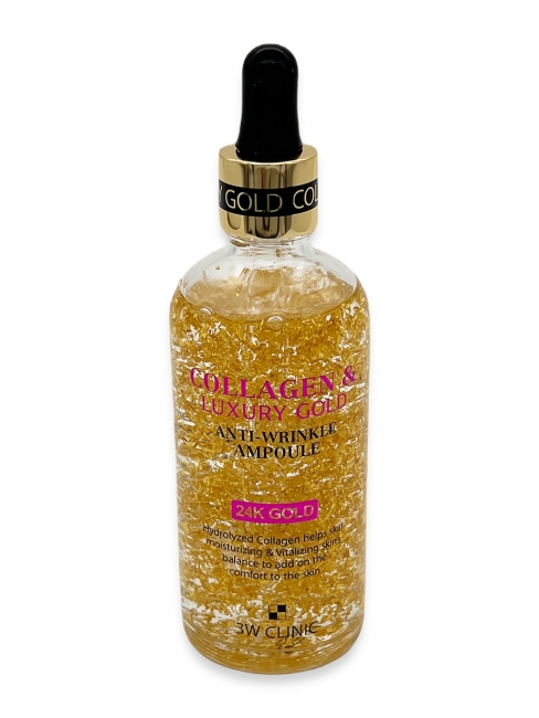 3W Clinic Сыворотка для лица с золотом и коллагеном Collagen & Luxury Gold Anti-Wrinkle Ampoule, 100 мл 3W Clinic Сыворотка для лица с золотом и коллагеном Collagen & Luxury Gold Anti-Wrinkle Ampoule, 100 мл