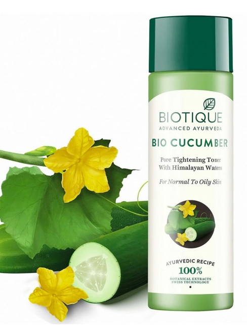 Biotique Тоник для лица очищающий с гималайской водой  Bio Cucumber Pore Tightening Toner With Himalayan Waters, 120 мл
