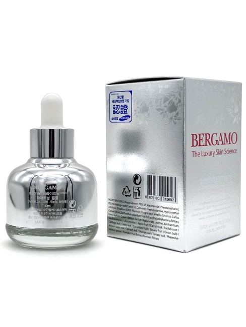 Bergamo Сыворотка для лица для выравнивания тона Brightening Whitening Ampoule, 30 мл Bergamo Сыворотка для лица для выравнивания тона Brightening Whitening Ampoule, 30 мл