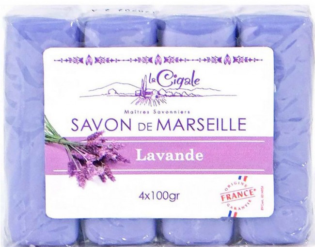 La Cigale Мыло марсельское Лаванда, 4х100 г