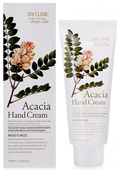 3W Clinic Комплект увлажняющих кремов для рук с экстрактом акации Moisturizing Acacia Hand Cream, 2*100 мл