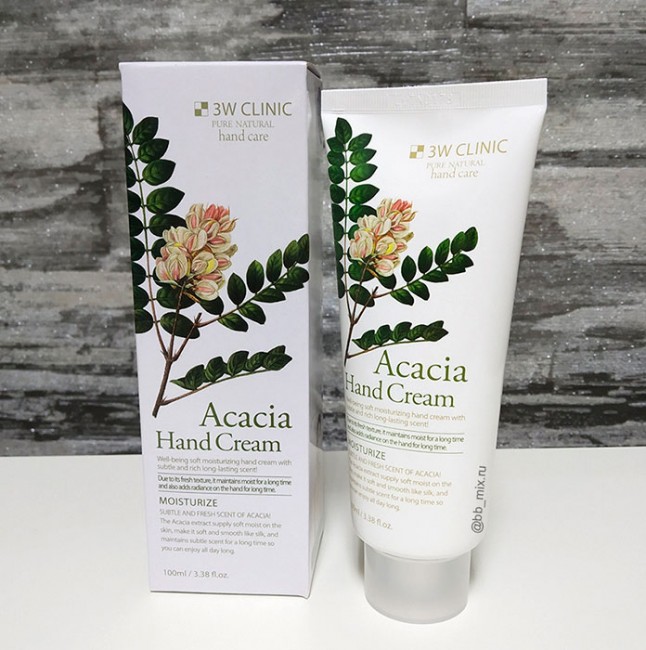 3W Clinic Комплект увлажняющих кремов для рук с экстрактом акации Moisturizing Acacia Hand Cream, 2*100 мл