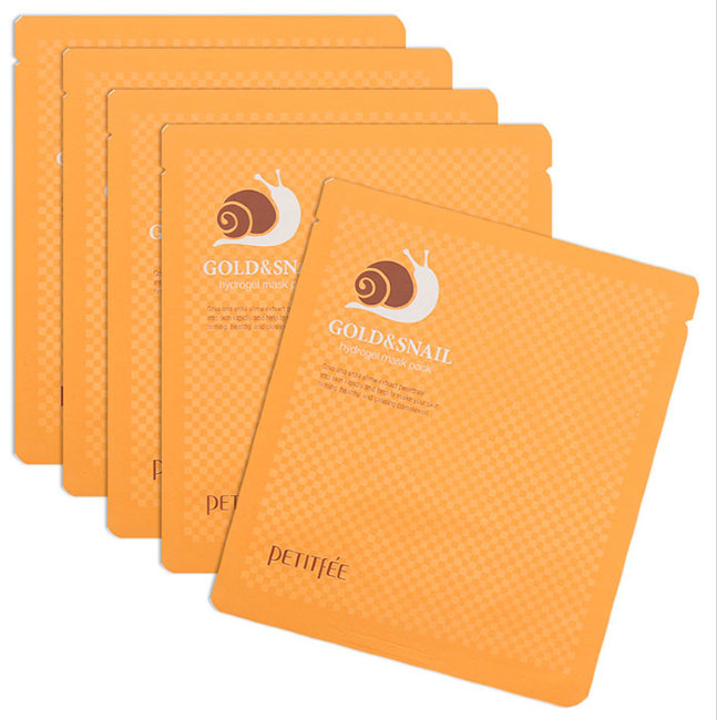 Petitfee Gold & Snail Hydrogel Mask Pack Гидрогелевая маска для лица с золотом и улиточным муцином, 5 шт Petitfee Gold & Snail Hydrogel Mask Pack Гидрогелевая маска для лица с золотом и улиточным муцином, 5 шт