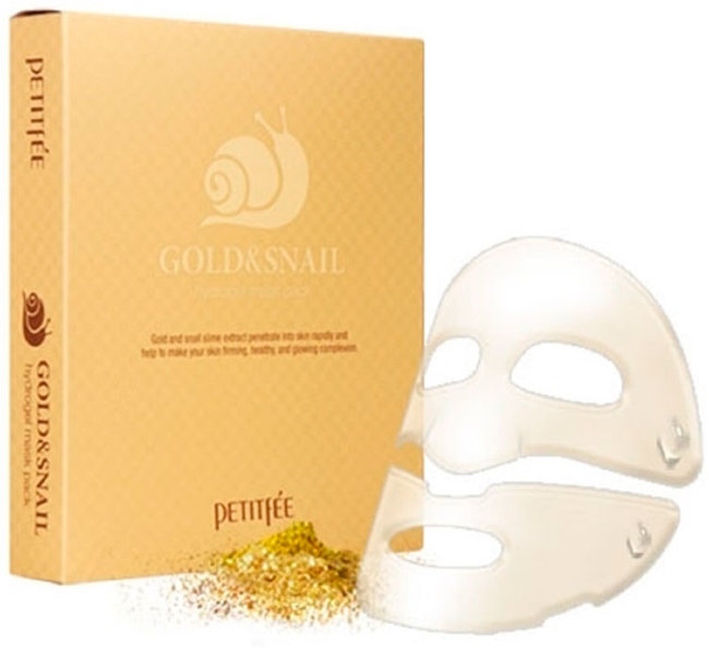 Petitfee Gold & Snail Hydrogel Mask Pack Гидрогелевая маска для лица с золотом и улиточным муцином, 5 шт Petitfee Gold & Snail Hydrogel Mask Pack Гидрогелевая маска для лица с золотом и улиточным муцином, 5 шт