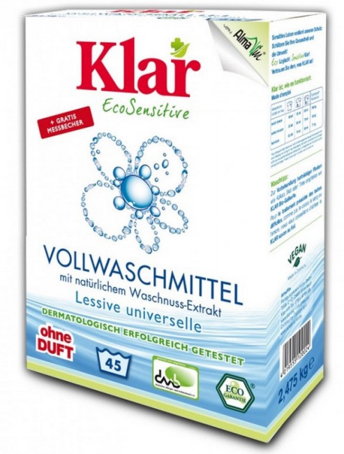 Klar Универсальный стиральный порошок с экстрактом мыльного ореха, 2.475 кг