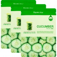 FarmStay Visible Difference Mask Sheet Cucumber Набор: Тканевая маска для лица с экстрактом огурца, 3 шт по 23 г