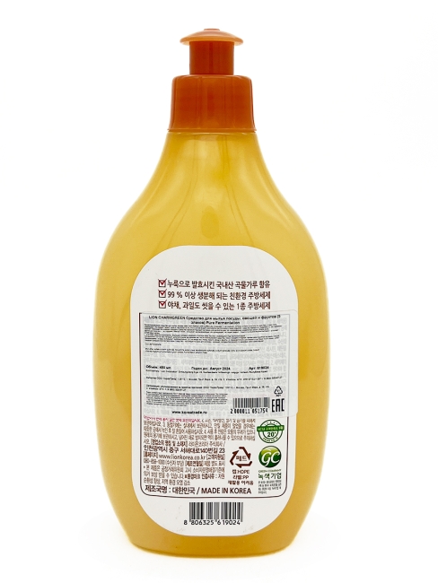 LION Средство для мытья посуды, овощей и фруктов 5 злаков Charmgreen Pure Fermenation, 480 мл LION Средство для мытья посуды, овощей и фруктов 5 злаков Charmgreen Pure Fermenation, 480 мл