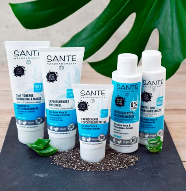 Sante Naturkosmetik Очищающее молочко 3 в 1 для любого типа кожи с био-алоэ и маслом семян чиа, 125 мл