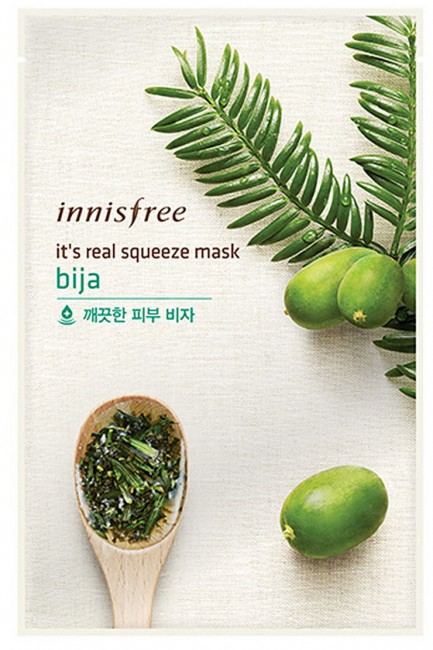 Innisfree Green It's Real Squeeze Mask Bija Маска для лица с маслом дерева торреи, 20 мл
