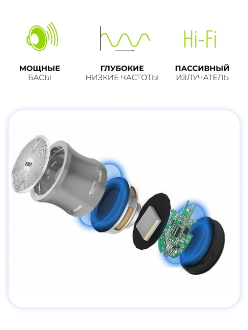 EWA Портативная Bluetooth колонка серебристая A109 Silver, 5 Вт